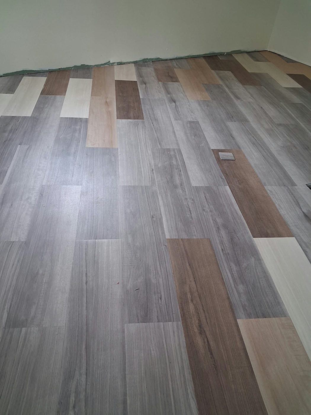 Close view of flooring installation